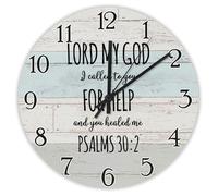 Madcolitote Grande horloge murale religieuse en bois 38,1 cm LORD My God I Called to You for Help Psaums 30:2 Verse de la Bible Décoration chrétienne pour salon, chambre à coucher, cuisine, cadeau
