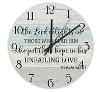 Madcolitote Grande horloge murale religieuse en bois à piles 38,1 cm The Lord Delights in Those Who Fear Him Verse de la Bible Décoration pour salon, chambre à coucher, bureau, cuisine, cadeau de