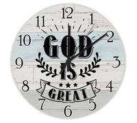 Madcolitote Grande horloge murale religieuse en bois à piles de 38,1 cm - Dieu silencieux est le grand Jésus - Décoration pour salon, chambre à coucher, cuisine, cadeau de Noël ou d'anniversaire