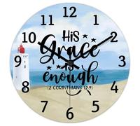 Madcolitote His Grace Is Enough Horloge murale avec verset de la Bible 38,1 cm - Fonctionne avec piles - Décoration murale pour la maison, la cuisine, le bureau, l'école, la salle de bain