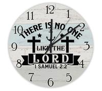 Madcolitote Horloge murale à piles avec verset de la Bible 25,4 cm There Is No One Like The Lord 1 Samuel 2 2 Écritures Décoration d'intérieur pour cuisine, salon, chambre à coucher, salle de classe