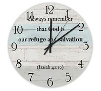 Madcolitote Horloge murale « Always Remember That God Is Our Refuge And Salvation » (Isaiah 41 ~ 10) - 30,5 cm - Décoration d'intérieur chrétienne pour la maison, la cuisine, le bureau, l'école, la