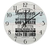 Madcolitote Horloge murale artistique avec citation religieuse 25,4 cm Horloge murale à piles Don't Try to Get Revenge Verse de la Bible Décoration chrétienne pour salon, chambre à coucher, cuisine