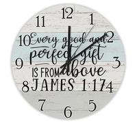Madcolitote Horloge murale avec citation de Jésus de 25,4 cm - Grande horloge murale « Every Good Is from Above » - James 1 17 - Verset biblique de Jésus - Décoration de salon - Cadeau pour homme