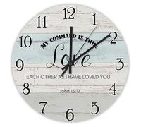 Madcolitote Horloge murale avec verset de la Bible de Jésus de 30,5 cm - Fonctionnement à piles - My Command Is This Love Each - Écriture silencieuse - Décoration d'intérieur pour cuisine, salon