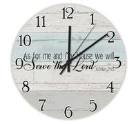 Madcolitote Horloge murale chrétienne à piles avec verset de la Bible 38,1 cm As for Me And My House We Will Serve The Lord - Décoration d'intérieur pour la maison, la cuisine, le bureau, l'école, la