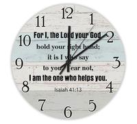 Madcolitote Horloge murale chrétienne avec verset de la Bible - Fonctionne avec piles - 25,4 cm - Inscription « I The LORD Your God Hold Your Right Hand » - Décoration d'intérieur pour salon, cuisine