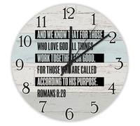 Madcolitote Horloge murale de 25,4 cm avec verset de la Bible et inscription « And We Know That for Those Who Love God Roman 8:28 » Citation de Jésus religieuse chrétienne Cadeau de Thanksgiving pour