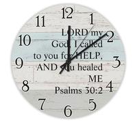 Madcolitote Horloge murale de 25,4 cm avec verset de la Bible, fonctionne à piles, Seigneur Mon Dieu, I Called to You for Help Jésus, citation religieuse, chrétienne, nouvelle maison, cadeau de