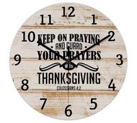 Madcolitote Horloge murale de 25,4 cm avec verset de la Bible - Fonctionne avec piles - Keep on Praying And Guard Your Prayers - Citation religieuse chrétienne - Cadeau de Thanksgiving pour elle