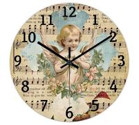 Madcolitote Horloge murale de 25,4 cm avec verset de la Bible - Grande horloge murale à piles - Croix d'ange silencieuse - Citation religieuse chrétienne - Cadeau de Thanksgiving pour elle
