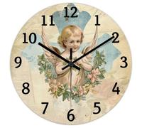 Madcolitote Horloge murale de 25,4 cm avec verset de la Bible - Grande horloge murale en bois à piles - Croix d'ange sans tic-tac - Citation religieuse chrétienne - Cadeau de Thanksgiving pour elle