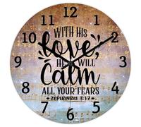 Madcolitote Horloge murale de 25,4 cm avec verset de la Bible - Grande horloge murale en bois - Fonctionne avec piles - Citation de Jésus - Citation religieuse chrétienne - Cadeau de Thanksgiving pour