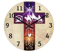 Madcolitote Horloge murale de 25,4 cm avec verset de la Bible - Grandes horloges murales à piles - Foi, famille, amour, espoir, confiance, Jésus, citation religieuse, chrétienne, nouvelle maison