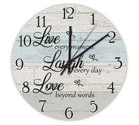 Madcolitote Horloge murale de 25,4 cm avec verset de la Bible - Grandes horloges murales « Live Every Moment Laugh Every Day Love Beyond Words » - Citation religieuse chrétienne - Cadeau de