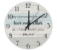 Madcolitote Horloge murale de 25,4 cm avec verset de la Bible - Horloge décorative ronde avec inscription « My Command Is This : Love Each Other Jésus » - Citation religieuse chrétienne - Cadeau de