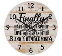 Madcolitote Horloge murale de 25,4 cm avec verset de la Bible - Horloges murales en bois « Enfin All of You Have Unity of Spirit » - Citation religieuse chrétienne - Cadeau de Thanksgiving pour elle