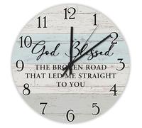 Madcolitote Horloge murale de 25,4 cm avec verset de la Bible - Horloges murales « God Blessed The Broken Road That Me Straight to You » - Citation religieuse chrétienne - Cadeau de Thanksgiving pour