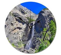 Madcolitote Horloge murale de 25,4 cm Fuck It I'm Late Anyway Horloge murale à piles Paysage naturel antique pour hommes Décoration de grotte pour salon, chambre à coucher, cuisine, cadeau de Noël ou