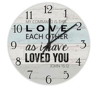 Madcolitote Horloge murale de 30,5 cm avec verset de la Bible avec inscription « My Command Is This » - Love Each Other As I Have Loved You Jésus - Citation religieuse chrétienne - Cadeau de