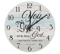 Madcolitote Horloge murale de 30,5 cm avec verset de la Bible - Fonctionne avec piles « You God are My God earnestly I Seek You Jesus » - Cadeau de Thanksgiving pour elle