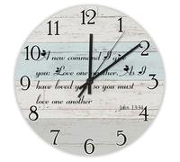 Madcolitote Horloge murale de 30,5 cm avec verset de la Bible - Grande horloge murale « A New Command I Give You Love One Another Jésus » - Citation religieuse chrétienne - Cadeau de Thanksgiving pour