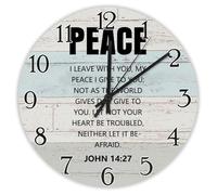 Madcolitote Horloge murale de 30,5 cm avec verset de la Bible - Grande horloge murale à piles - Peace I Leave with You - Citation silencieuse de Jésus religieux chrétien - Cadeau de Thanksgiving pour