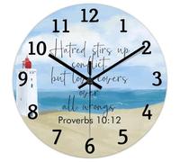 Madcolitote Horloge murale de 30,5 cm avec verset de la Bible - Horloges murales - Haine attise le conflit mais l'amour couvre les proverbes 10:12 - Citation de Jésus religieuse chrétienne - Cadeau de