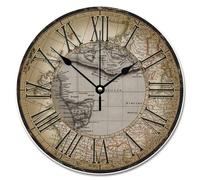 Madcolitote Horloge murale de 30,5 cm rétro en bois vieilli de grange médiévale, horloge murale d'Europe médiévale, vieille carte du monde, décoration de salon, cadeau pour homme, femme, ami