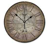 Madcolitote Horloge murale de 30,5 cm, style shabby chic, art médiéval Europe médiévale, horloge murale en bois à piles, carte du monde ancien, décoration de salon, cadeau pour homme, femme, ami