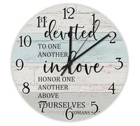 Madcolitote Horloge murale de 38,1 cm avec verset de la Bible de Jésus - Fonctionne avec piles « Be Devoted to One Another in Love » - Écriture chrétienne - Décoration d'intérieur pour la maison, la