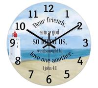 Madcolitote Horloge murale de 38,1 cm avec verset de la Bible - Fonctionne avec piles « Dear Friends since God So Loved Us Jésus » - Citation religieuse chrétienne - Cadeau de Thanksgiving pour elle