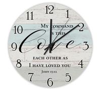 Madcolitote Horloge murale de 38,1 cm avec verset de la Bible - Fonctionne avec piles - Inscription « My command is this Love each other Jesus » - Cadeau religieux chrétien pour elle