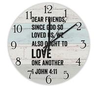 Madcolitote Horloge murale de 38,1 cm avec verset de la Bible - Grande horloge murale à piles « Dear Friends since God So Loved Us Jésus » - Citation religieuse chrétienne - Cadeau de Thanksgiving