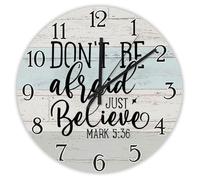 Madcolitote Horloge murale de 38,1 cm avec verset de la Bible - Grandes horloges murales « Don't Be Afraid Just Believe Mark 5 36 » - Citation de Jésus religieuse chrétienne - Cadeau de Thanksgiving