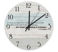 Madcolitote Horloge murale de 38,1 cm avec verset de la Bible - Horloge murale en bois avec inscription « So We Fix Our Eyes Not on What Is Seen » - Citation religieuse chrétienne - Cadeau de