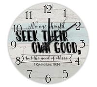 Madcolitote Horloge murale de 38,1 cm avec verset de la Bible - Horloge murale « No One Should Seek Their Own Good 1 Corinthians 10:24 » - Citation de Jésus religieuse chrétienne - Cadeau de