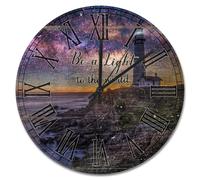 Madcolitote Horloge murale de 38,1 cm en grain de bois ancien Be A Light to The World Horloges murales à piles Phare She Shed Décor pour bureau décoration d'intérieur Cadeau d'anniversaire pendaison