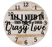 Madcolitote Horloge murale en bois All I Need in This Life Is Your Crazy Love avec verset de la Bible - 25,4 cm - Fonctionne avec piles - Citation religieuse - Décoration artistique pour chambre à