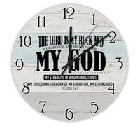 Madcolitote Horloge murale en bois avec citation de Jésus - 38,1 cm - Silencieuse - Inscription « The Lord Is My Rock Jesus » - Décoration pour salon, chambre à coucher, bureau, cuisine, cadeau de