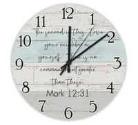 Madcolitote Horloge murale en bois avec citation religieuse - 30,5 cm - Fonctionnement à piles - Silencieuse - Haine - Attire le conflit - Verset biblique - Décoration pour salon, chambre à coucher