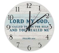 Madcolitote Horloge murale en bois avec citation religieuse de 38,1 cm avec inscription « Lord My God I Called to You for Help » - Décoration chrétienne pour salon, chambre à coucher, bureau, cuisine
