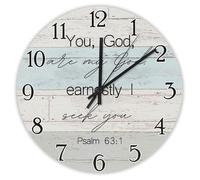 Madcolitote Horloge murale en bois avec inscription « You God are My God earnestly I Seek You.Psaum 63 :1 » avec verset de la Bible de Jésus, 38,1 cm, fonctionne à piles, décoration pour chambre à