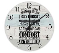 Madcolitote Horloge murale en bois avec verset de la Bible Praise God The Father of Our Lord Jesus Christ, 38,1 cm, décoration d'intérieur chrétienne pour cuisine, salon, chambre à coucher, bureau