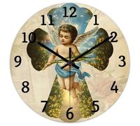Madcolitote Horloge murale en bois de 25,4 cm avec verset de la Bible - Horloge murale en forme de croix d'ange facile à lire - Décoration d'intérieur pour la maison, la cuisine, le bureau, l'école