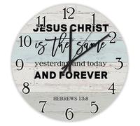 Madcolitote Horloge murale en bois Jesus Christ Is The Same Yesterday avec verset de la Bible - 38,1 cm - Fonctionnement à piles - Citation silencieuse de Jésus - Décoration pour chambre à coucher