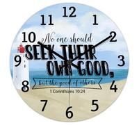 Madcolitote Horloge murale en bois « No One Should Seek Their Own Good 1 Corinthians 10:24 » - 38,1 cm - Décoration murale chrétienne pour cuisine, chambre à coucher, salon, bureau