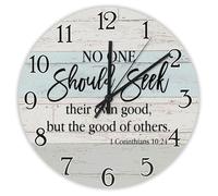Madcolitote Horloge murale en bois « No One Should Seek Their Own Good But The Good of Others » - 30,5 cm - Décoration religieuse chrétienne pour chambre à coucher, salon, bureau
