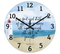 Madcolitote Horloge murale en bois « One God And Father of All Who Is Above All » avec verset de la Bible - 38,1 cm - Fonctionne avec piles - Décoration religieuse chrétienne pour chambre à coucher