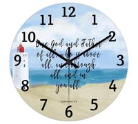 Madcolitote Horloge murale en bois « One God And Father of All Who Is Above All » avec verset de la Bible, fonctionne à piles, 30,5 cm, citation de Jésus pour bureau, école, salle de bain